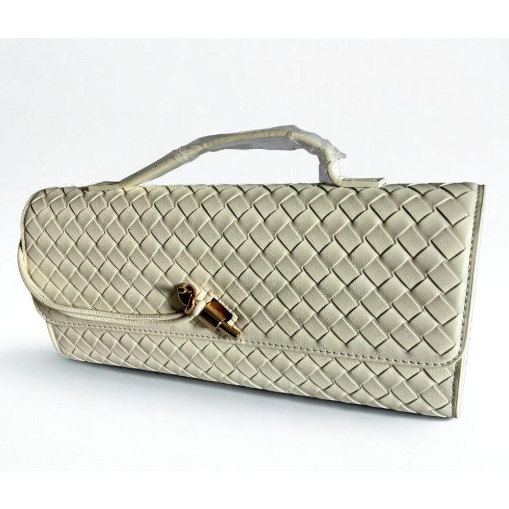 Few Moda Theia Bag Cream Woven Vegan Leather Gold NWOT Sold Out F26BG001